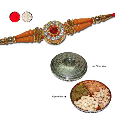 "Rakhi - FR- 8320 A (Single Rakhi), Milestone Dry Fruit Box -Code DFB4000 - Click here to View more details about this Product